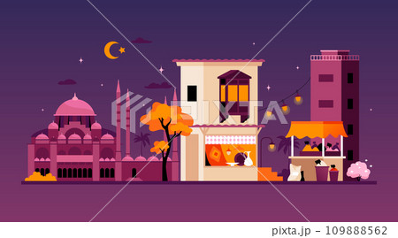 Southern summer city - modern colored vector illustration Southern summer city - modern colored vector illustration 109888562