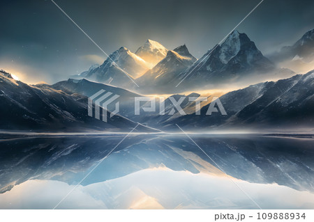 冬の絶景　湖に映る風景　5 109888934