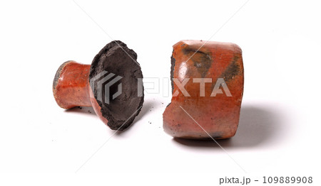 Old brown pottery, isolated on white 109889908