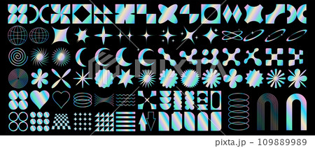 Vector set of abstract geometric shapes. Trendy geometric brutalism forms. Vector illustration Vector set of abstract geometric shapes. Trendy geometric brutalism forms. Vector illustration 109889989