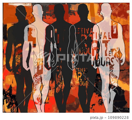 Silhouettes of men walking - vector illustration Silhouettes of men walking - vector illustration 109890228