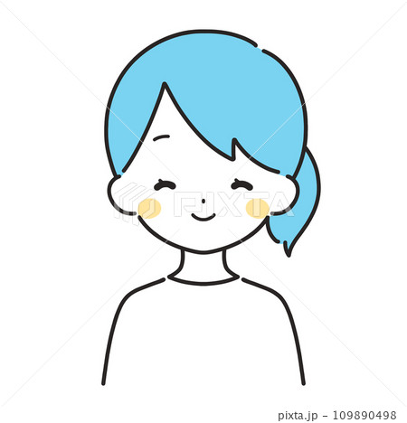 水色|笑顔の女性イラスト|私服 水色|笑顔の女性イラスト|私服 109890498