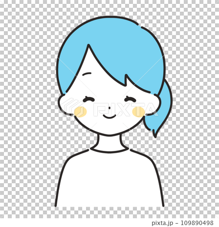 淺藍色|微笑的女人插畫|休閒服 109890498