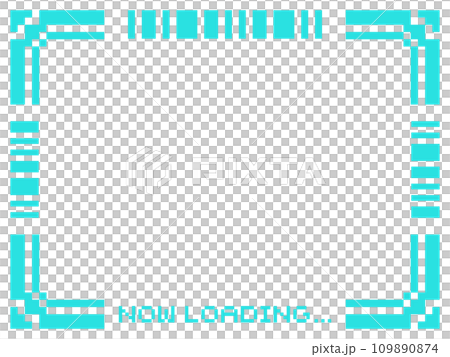 Cyberpunk pixel art frame horizontal position blue 109890874