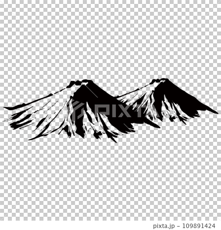 山の墨絵風イラスト ベクター 山の墨絵風イラスト ベクター 109891424