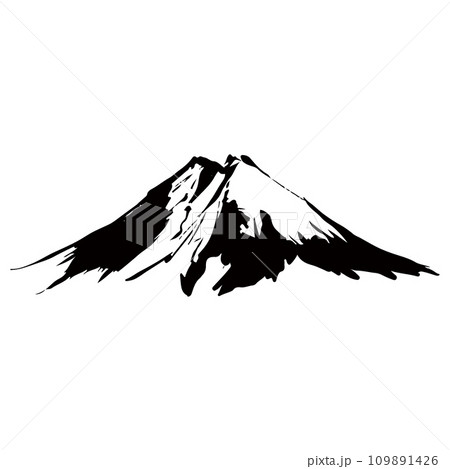 山の墨絵風イラスト　ベクター 109891426