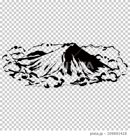 山の墨絵風イラスト　ベクター 109891428
