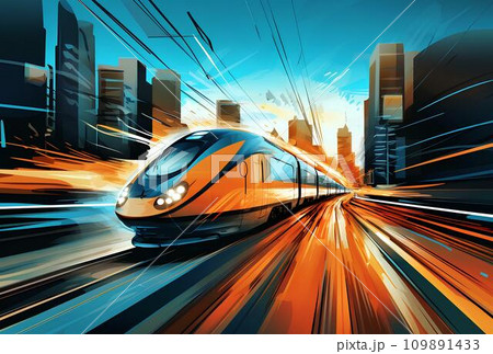 Motion blur of high speed train in the city. Concept of fast travel. 109891433