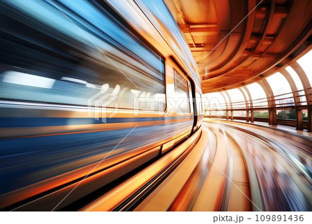 Motion blur of high speed train in the city. Concept of fast travel. 109891436