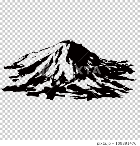 山の墨絵風イラスト　ベクター 109891476