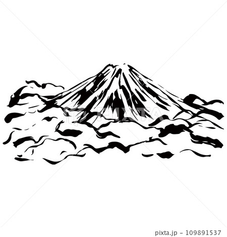 山の墨絵風イラスト　ベクター 109891537