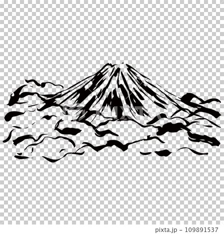 山の墨絵風イラスト　ベクター 109891537