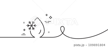 Freezing water line icon. Continuous one line with curl. Freeze cold temperature sign. Fridge function symbol. Freezing water single outline ribbon. Loop curve pattern. Vector Freezing water line icon. Continuous one line with curl. Freeze cold temperature sign. Fridge function symbol. Freezing water single outline ribbon. Loop curve pattern. Vector 109891804