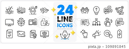 Icons set of Lock, Web shop and 5g internet line icons pack for app with Like button, Messenger mail, Video conference thin outline icon. Battery charging, Computer, Ranking pictogram. Vector 109891845