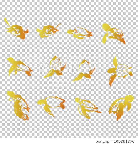 Set of golden turtle illustration materials vector Set of golden turtle illustration materials vector 109891876