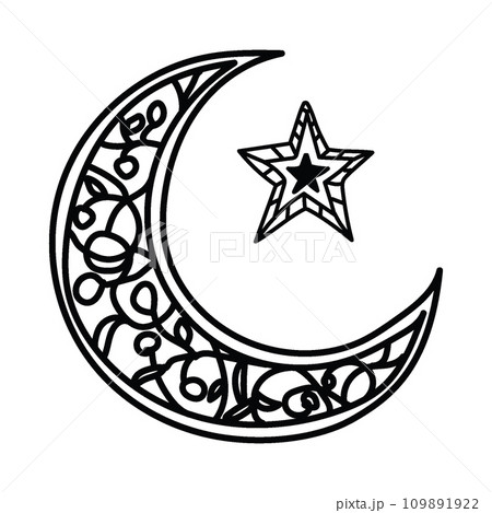 Crescent Moon Line-art Hand-drawn Crescent Moon Line-art Hand-drawn 109891922