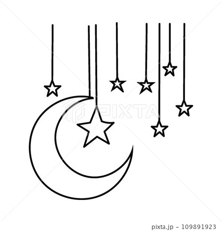 Crescent Moon Line-art Hand-drawn 109891923
