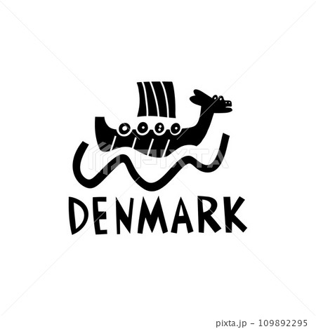 Vector Hand Drawn Denmark Label. Travel Skandinavian Illustration. Hand Writen Lettering Illustration. Danish Symbol Logo Vector Hand Drawn Denmark Label. Travel Skandinavian Illustration. Hand Writen Lettering Illustration. Danish Symbol Logo 109892295