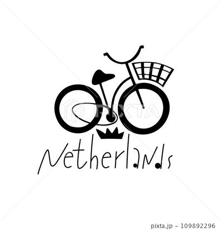 Vector Hand Drawn Netherlands Label. Travel Europe Illustration. Hand Written Lettering Illustration. Holland Symbol Logo 109892296