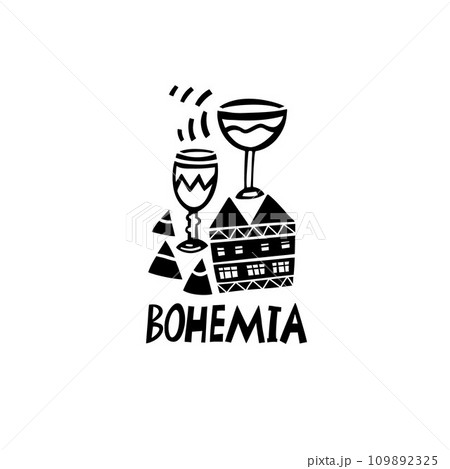 Vector Hand Drawn Czech Republic Label. Travel Europe Illustration. Hand Written Lettering Illustration. Czech Symbol Logo Vector Hand Drawn Czech Republic Label. Travel Europe Illustration. Hand Written Lettering Illustration. Czech Symbol Logo 109892325