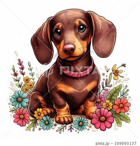 ミニチュアダックスフンドのイラスト素材 [109893137] - PIXTA