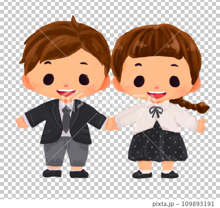 Children holding hands in formal clothes, male and female Children holding hands in formal clothes, male and female 109893191