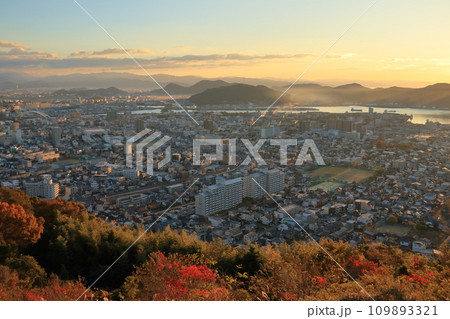 高見山から潮江地区を眺める　朝焼け　（高知県　高知市） 109893321