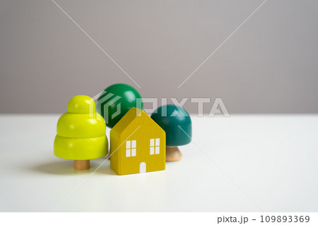 The house is surrounded by trees. Live in harmony with nature. Clean ecology and autonomous technologies. Design and architectural services. Real estate market review. Construction industry. 109893369