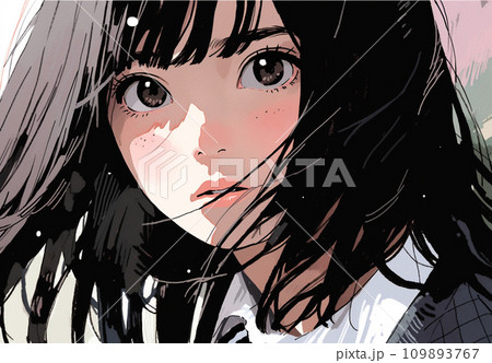 見上げる女性　jk 女子高生　女子中学生 109893767