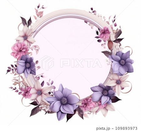 frame with pink flowers flower frame with pink flowers flower 109893973
