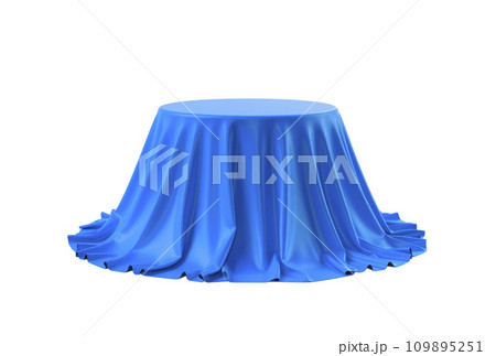 Round box covered with satin fabric. 3D illustration 109895251