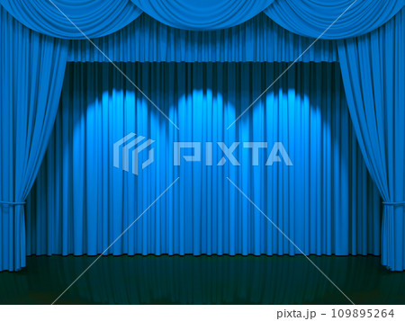 Luxury stage or windows curtains, realistic 3D illustration Luxury stage or windows curtains, realistic 3D illustration 109895264