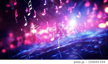an image with sporadic music notes flying up, 109895394