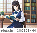 図書館で本を読む女子高生 109895440
