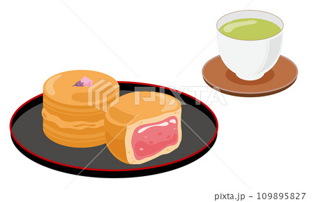 桜餡の今川焼きとお茶 桜餡の今川焼きとお茶 109895827