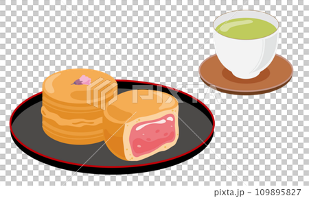 桜餡の今川焼きとお茶 桜餡の今川焼きとお茶 109895827