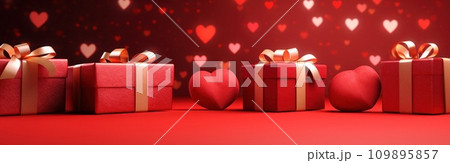 red and white gift boxes are flying away as hearts appear on them 109895857