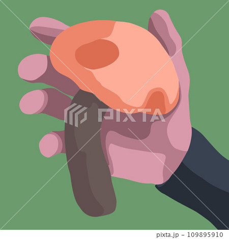 Vector illustration of a hand holding a mushroom. Vector illustration of a hand holding a mushroom. 109895910
