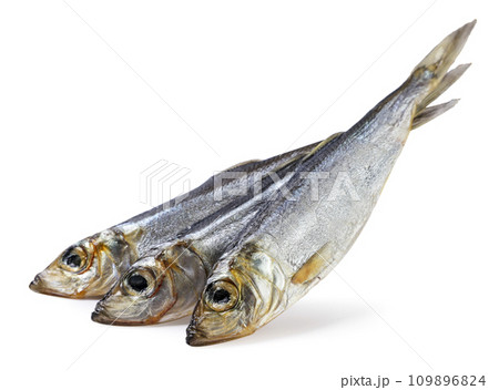 Dried herring on a white background. 109896824