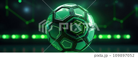the futuristic soccer ball has a green lining 109897052