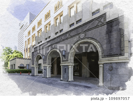 水彩画風　横浜みなとみらい　横浜税関　神奈川県横浜市 109897057