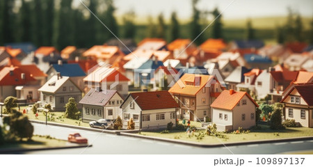 miniature houses in a small town miniature houses in a small town 109897137