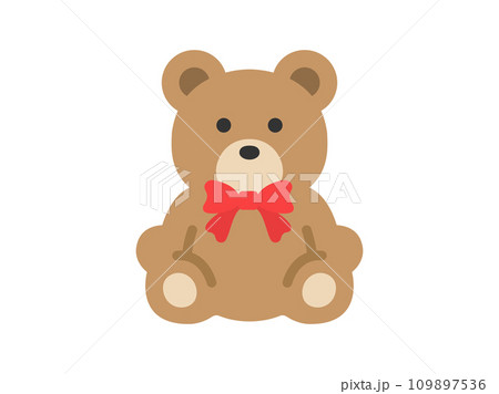リボンをつけた、クマのヌイグルミのアイコンのイラスト 109897536