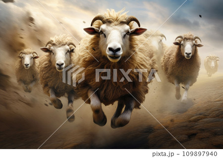 Joyful Herd in Action: Running and Jumping 109897940