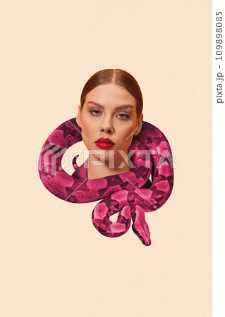 Contemporary art collage. against peach color background. 109898085