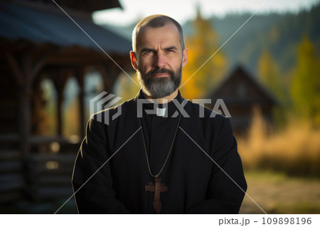 Devout Orthodox Leader with Cross 109898196
