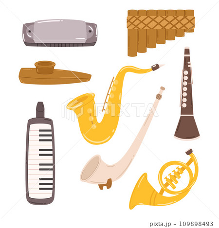 Flute, Trumpet, Saxophone And Clarinet, Oboe, Trombone, French Horn, Piccolo, Bassoon, Harmonica, Pan Flute, Ocarina 109898493