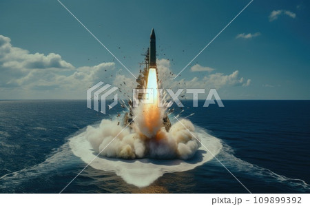a cruise missile launches into the water a cruise missile launches into the water 109899392