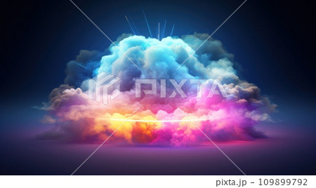 colorful light inside the circle of clouds 109899792
