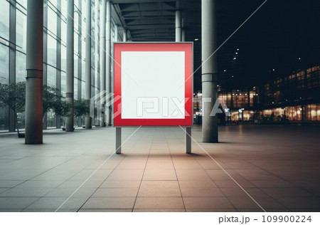 large billboards at the entrance of a public building 109900224